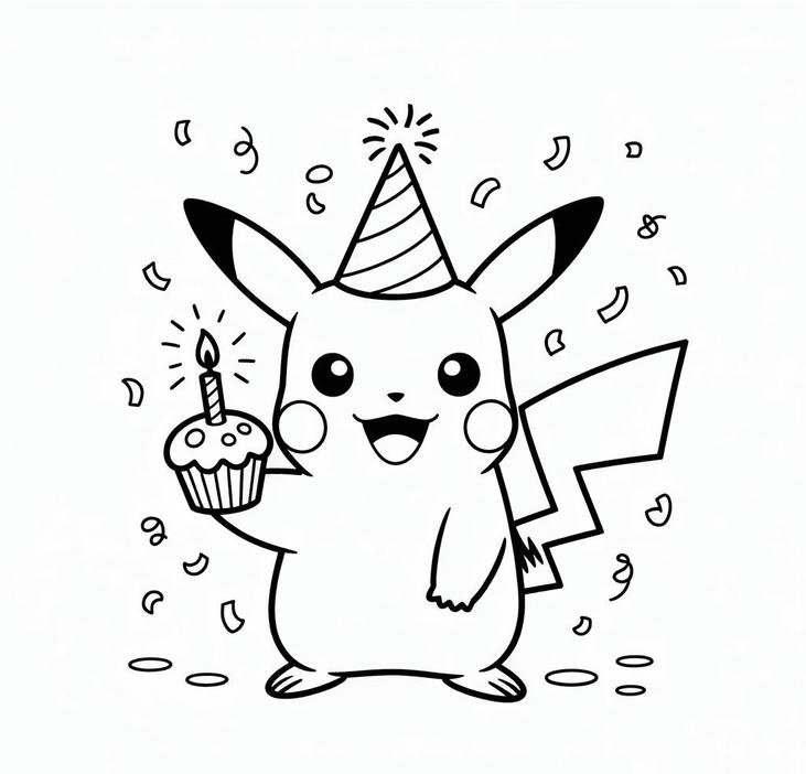 tranh tô màu pikachu dễ thương