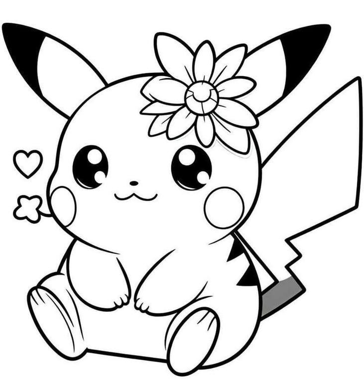 tranh tô màu pikachu khuôn mặt vui