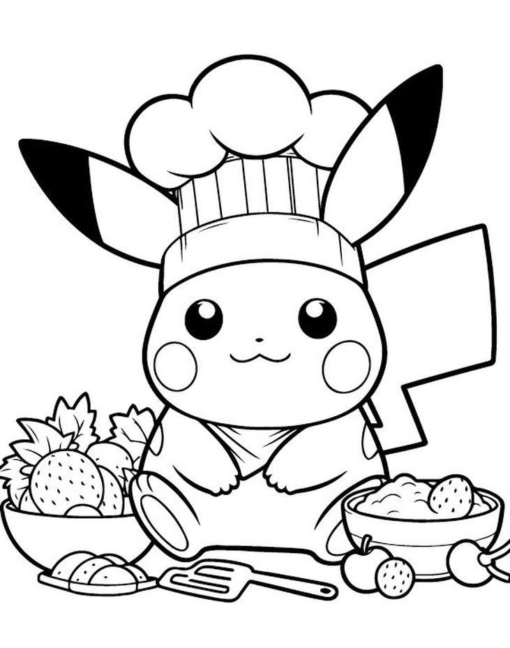 tranh tô màu pikachu nhẹ nhàng