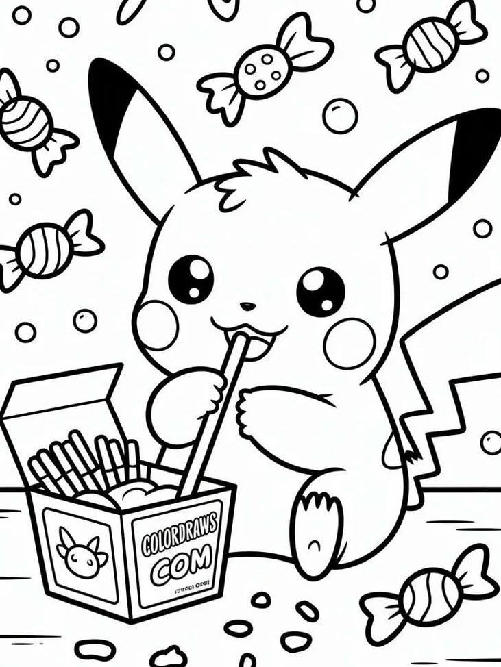 tranh tô màu pikachu vui nhộn