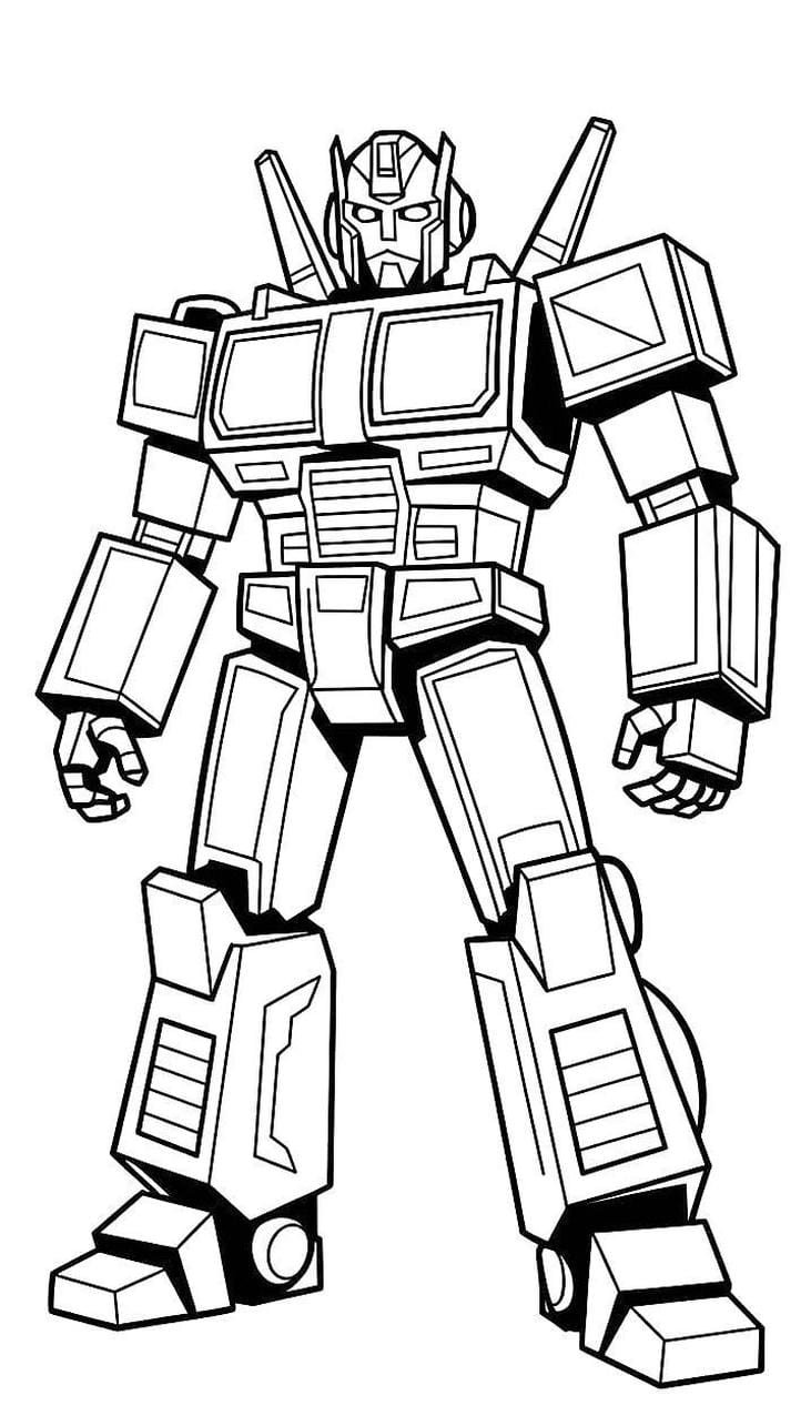 tranh tô màu robot dáng đứng mạnh mẽ