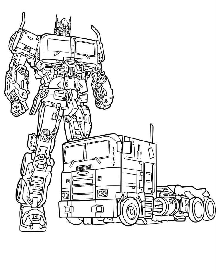 tranh tô màu robot hình khối đơn giản