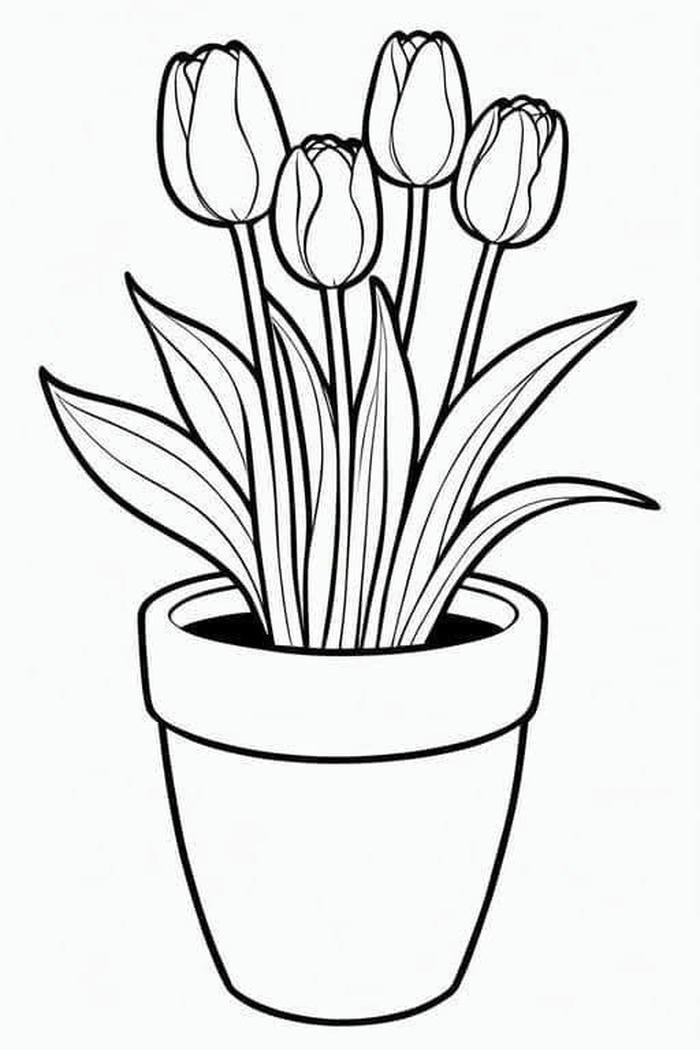 tranh tô màu tulip đẹp mềm mại