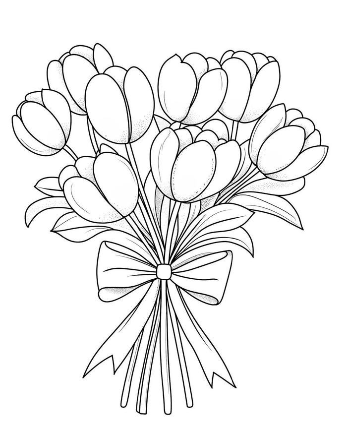 tranh tô màu tulip siêu xinh