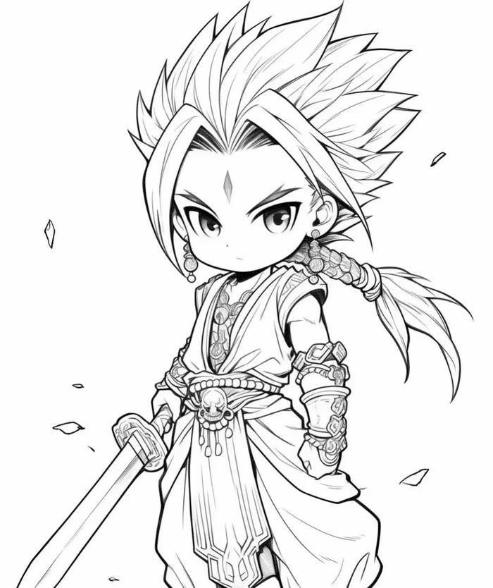 tranh vẽ anime nam kiếm thuật