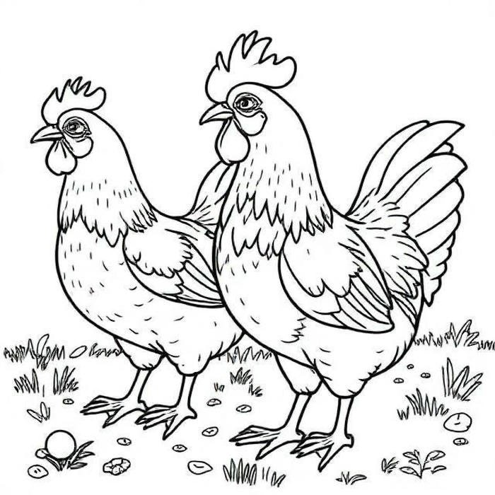 tranh vẽ con gà tô màu đẹp