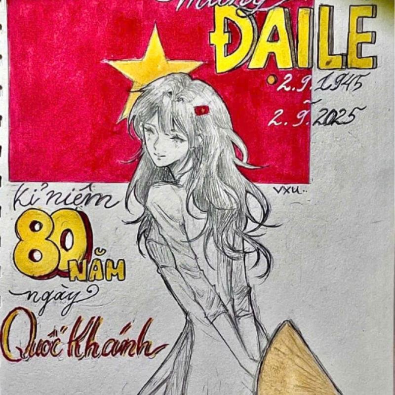 tranh vẽ quốc khánh 2 9 của học sinh