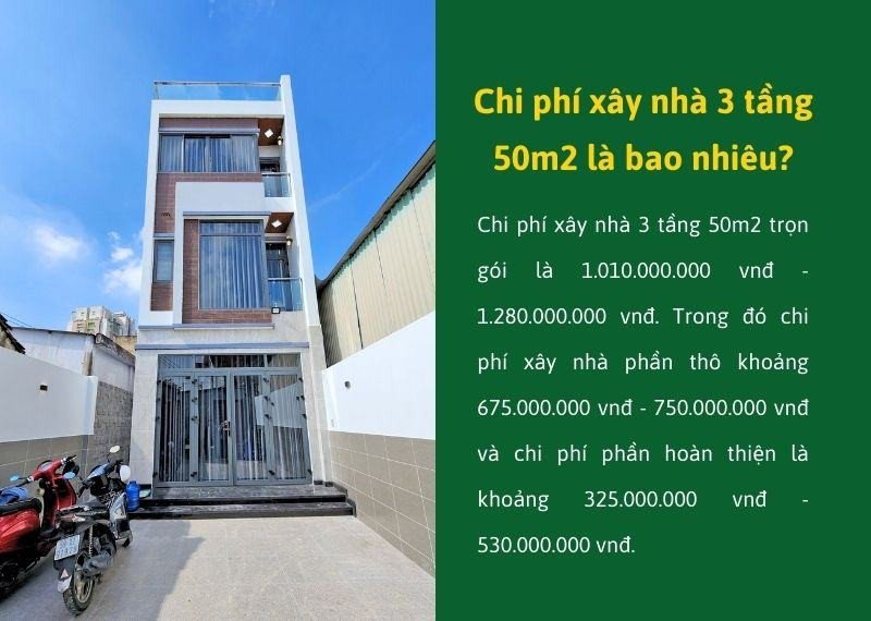 Ước tính chi phí xây nhà 3 tầng 50m2