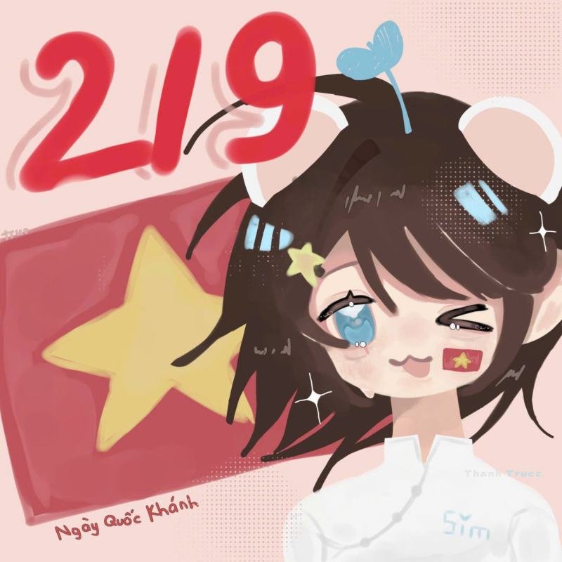 vẽ tranh ngày quốc khánh với cờ đỏ sao vàng