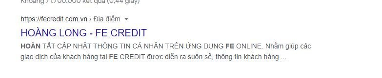 Website giả mạo mạo danh FE CREDIT lừa đảo vay tiền online